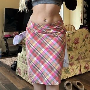 Michele Pink Orange Plaid Skirt